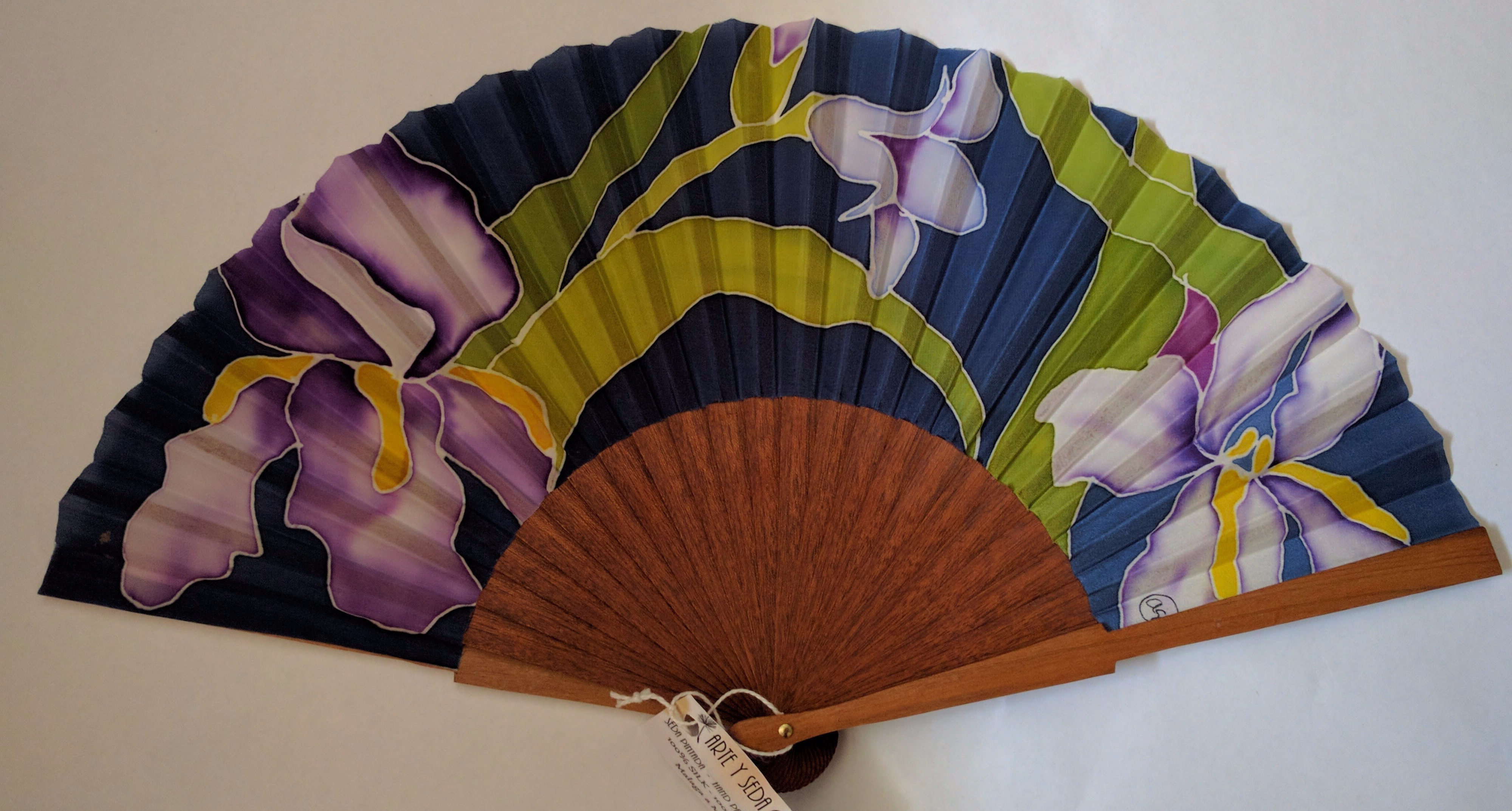 Abanico seda "Lirios"