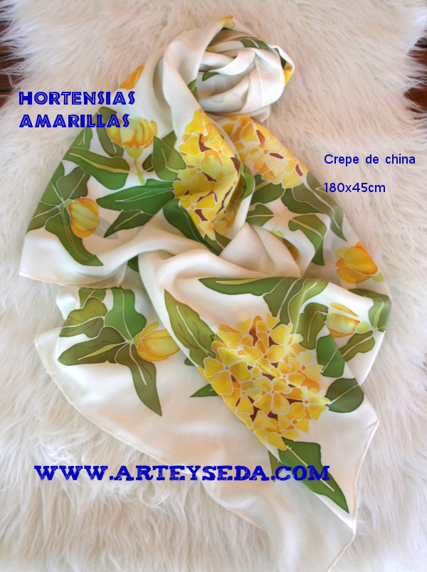 Fular seda "Hortensias"
