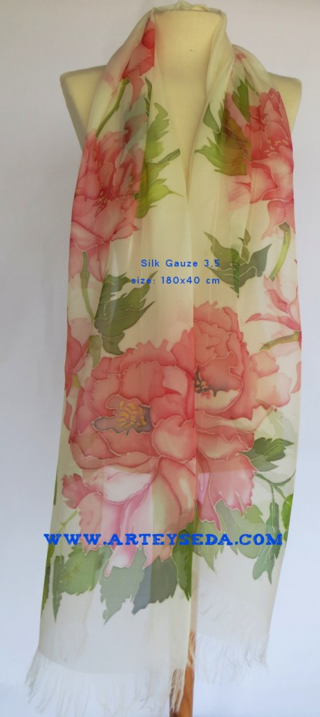 Fular seda "Peonias