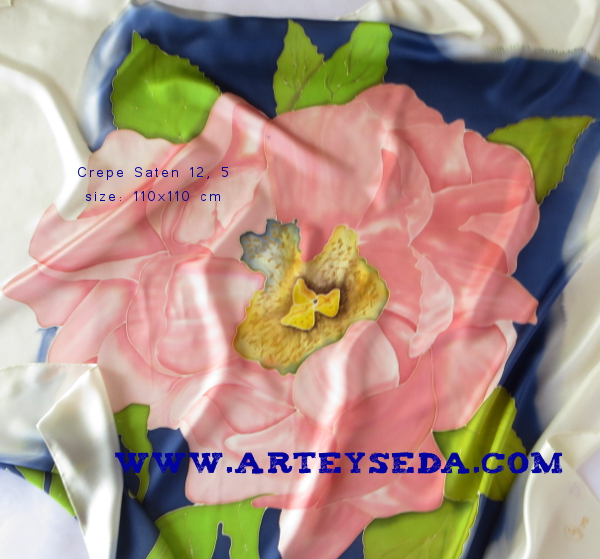 Pañuelo seda "Peonía Macro"