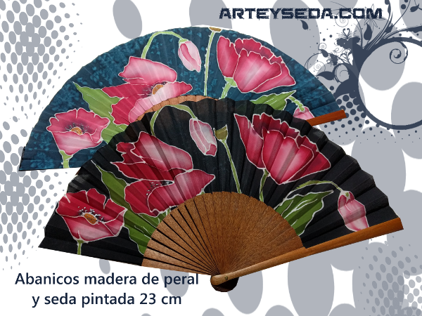 abanicos amapolas de arte y seda