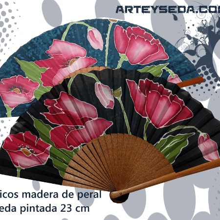 abanicos amapolas de arte y seda